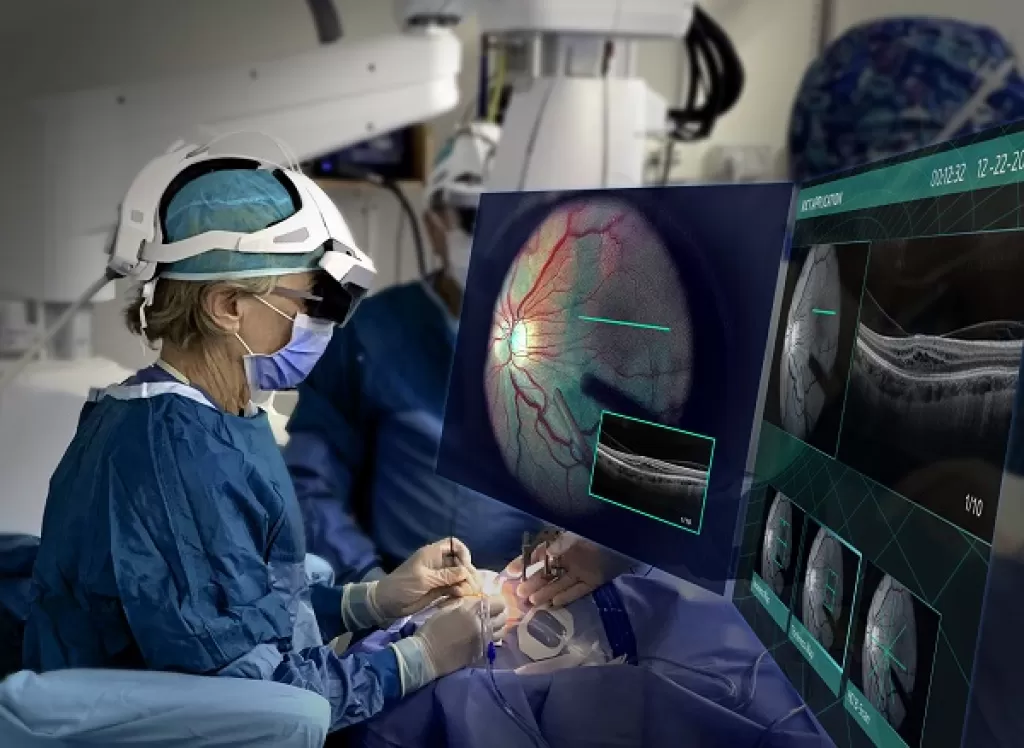 Surgeon looking at a screen