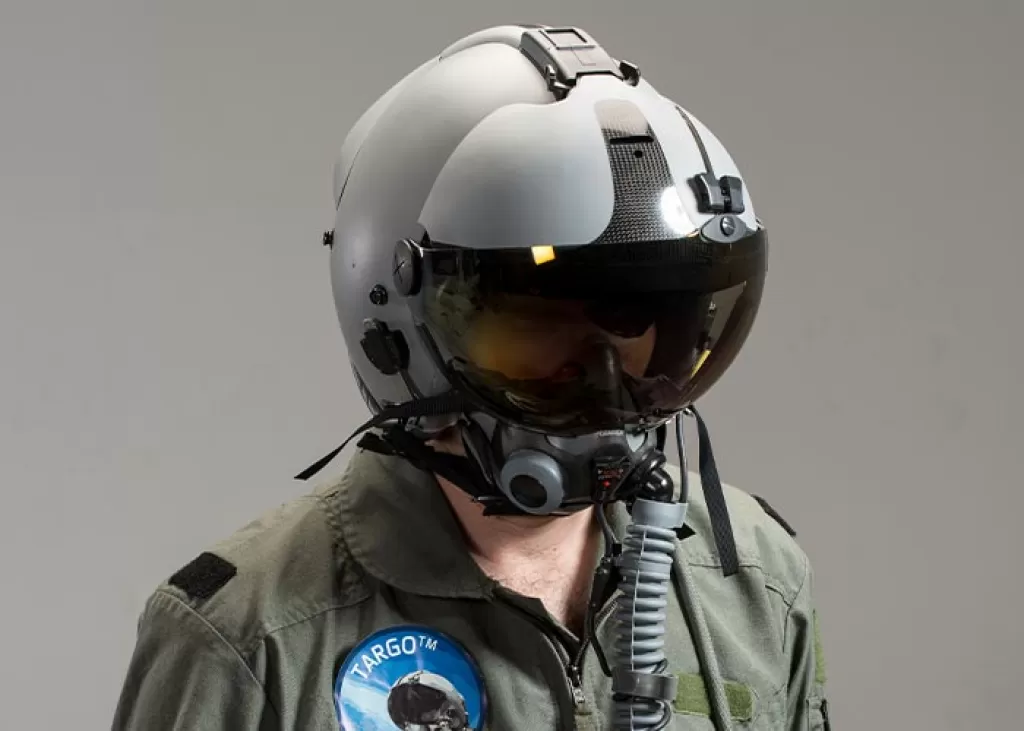 pilot wearing helmet mounted display