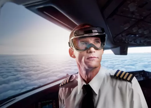 Commercial pilot sitting in the cockpit